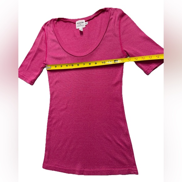EUC Anthropologie Michael Stars Short Sleeve Top Womens XS/S Metallic Pink USA - Picture 9 of 12
